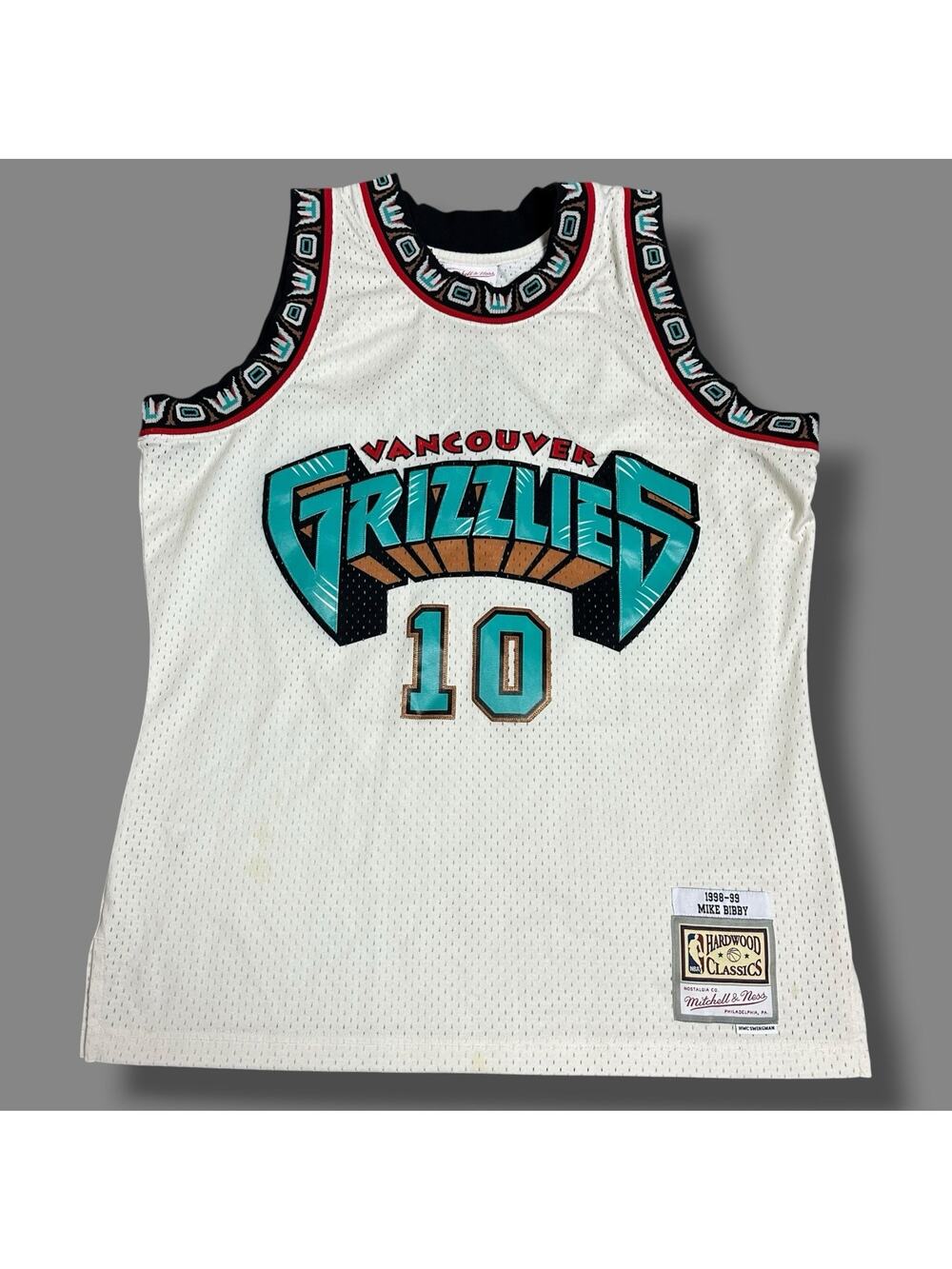 Mitchell & Ness White NBA Vancouver Grizzlies Mike Bibby Swingman Jersey 98 99 L